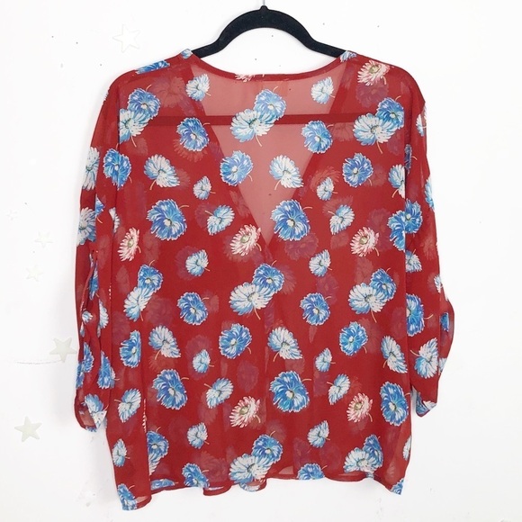 PINS and needle sheer floral button down blouse - Picture 10 of 11